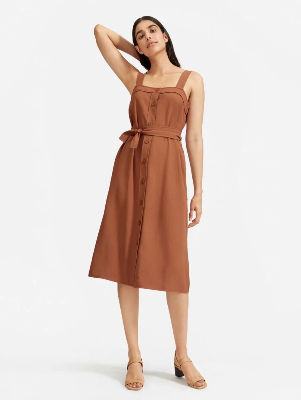 Everlane Goweave picnic dress 8 burnt caramel